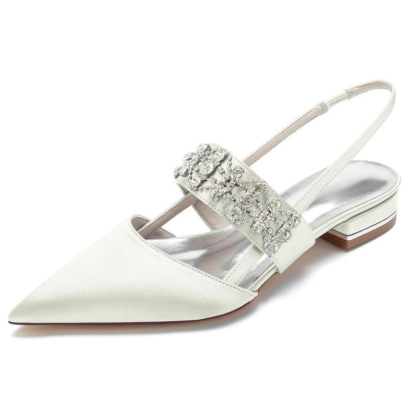 Elegant Crystal-adorned Pointed Toe Buckle Wedding Shoes for Women