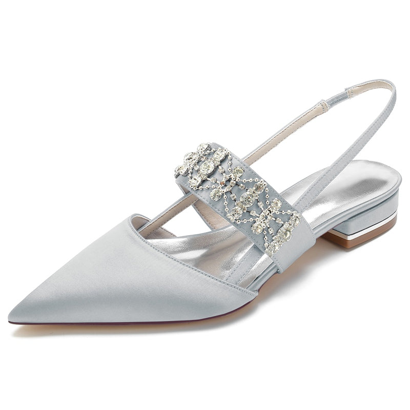 Elegant Crystal-adorned Pointed Toe Buckle Wedding Shoes for Women