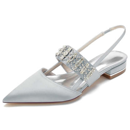 Elegant Crystal-adorned Pointed Toe Buckle Wedding Shoes for Women