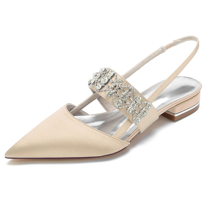 Elegant Crystal-adorned Pointed Toe Buckle Wedding Shoes for Women