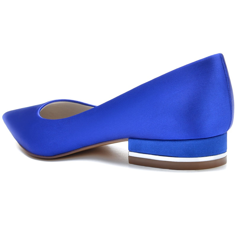 Elegant Bridal Shoes for Women in Silk Satin with Pointed Toe and Square Heel