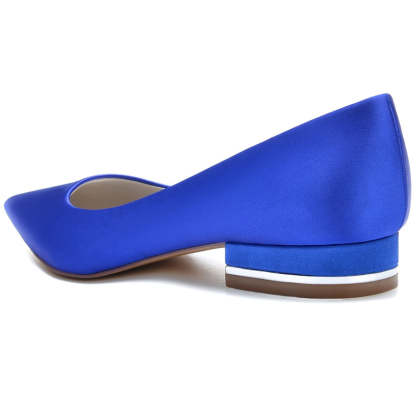 Elegant Bridal Shoes for Women in Silk Satin with Pointed Toe and Square Heel