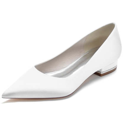 Elegant Bridal Shoes for Women in Silk Satin with Pointed Toe and Square Heel
