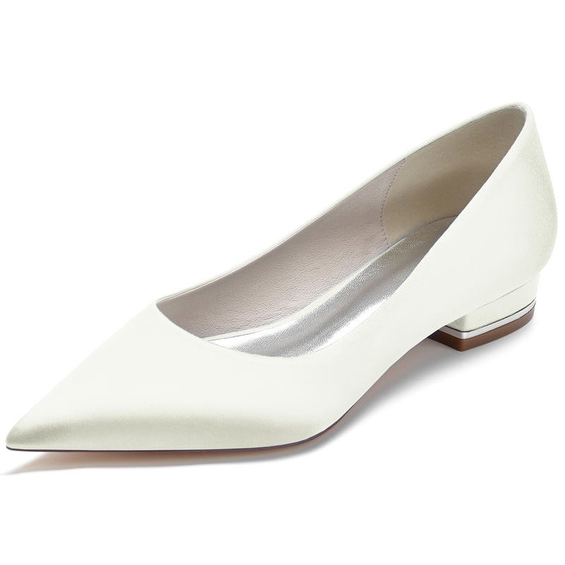 Elegant Bridal Shoes for Women in Silk Satin with Pointed Toe and Square Heel