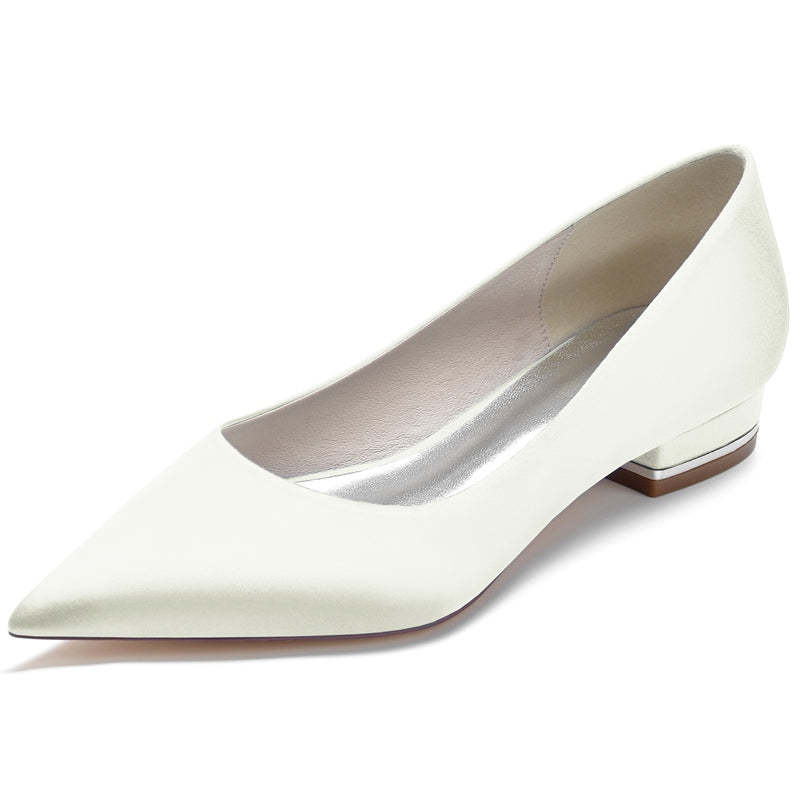 Elegant Bridal Shoes for Women in Silk Satin with Pointed Toe and Square Heel