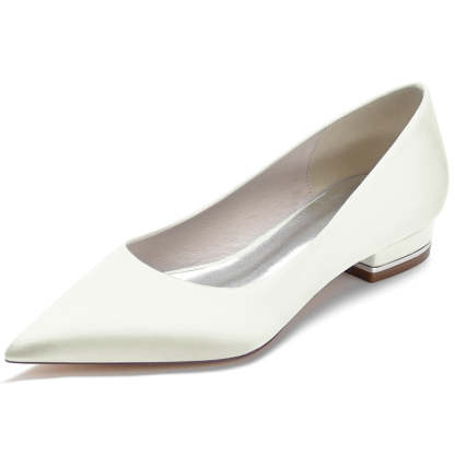 Elegant Bridal Shoes for Women in Silk Satin with Pointed Toe and Square Heel