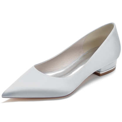 Elegant Bridal Shoes for Women in Silk Satin with Pointed Toe and Square Heel