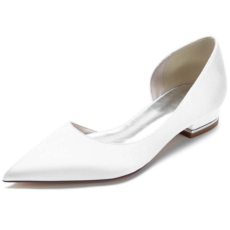 Elegant Closed-Toe Low-Heel Bridal Shoes for Women