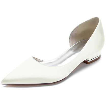 Elegant Closed-Toe Low-Heel Bridal Shoes for Women
