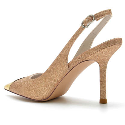 Sparkling White Glitter Bridal Shoes for Women with Buckle and Closed Toe