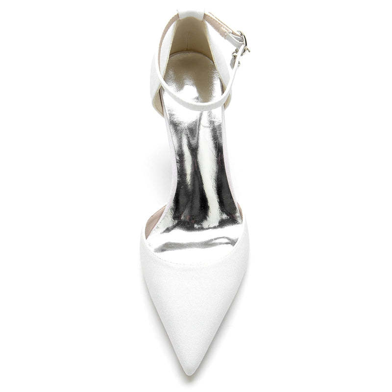 Elegant Sparkling Bridal Shoes for Women with Pointed Toe and Crystal Pendant Buckle