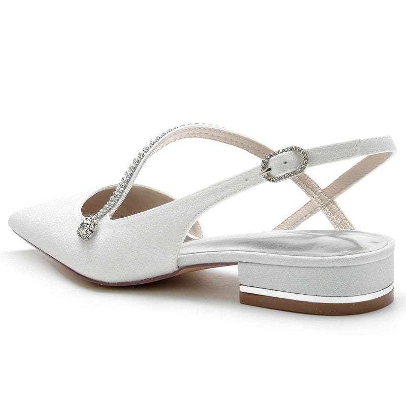 Sparkling Bridal Shoes for Women with Imitation Crystal Buckle and Closed Toe