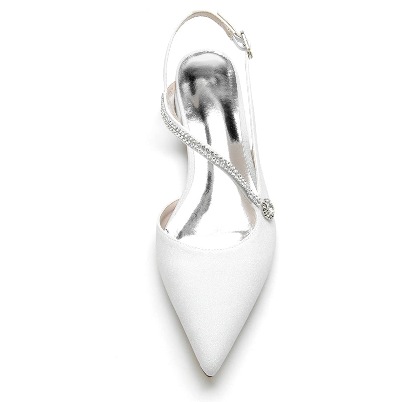 Sparkling Bridal Shoes for Women with Imitation Crystal Buckle and Closed Toe