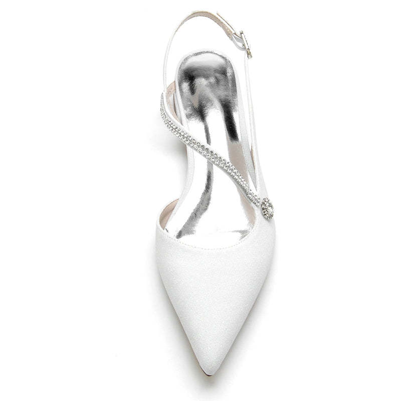 Sparkling Bridal Shoes for Women with Imitation Crystal Buckle and Closed Toe