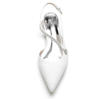 Sparkling Bridal Shoes for Women with Imitation Crystal Buckle and Closed Toe