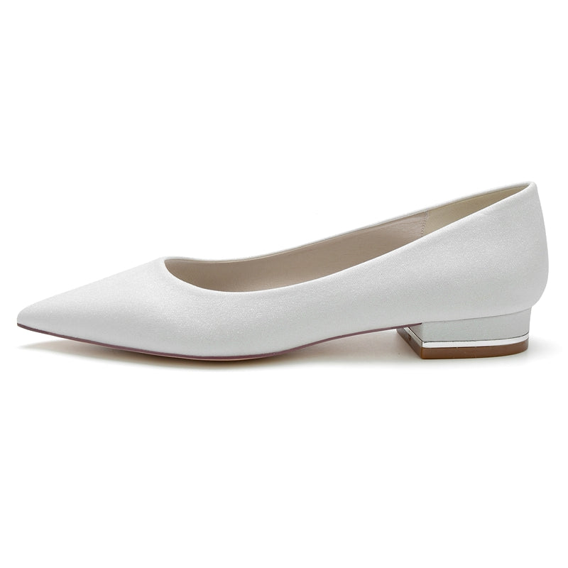Bridal Shoes for Women: Simple Sparkling Pointed Toe with Flat Heel