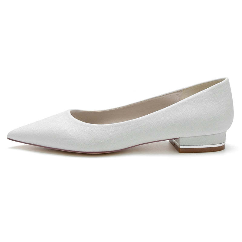 Bridal Shoes for Women: Simple Sparkling Pointed Toe with Flat Heel