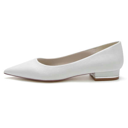 Bridal Shoes for Women: Simple Sparkling Pointed Toe with Flat Heel