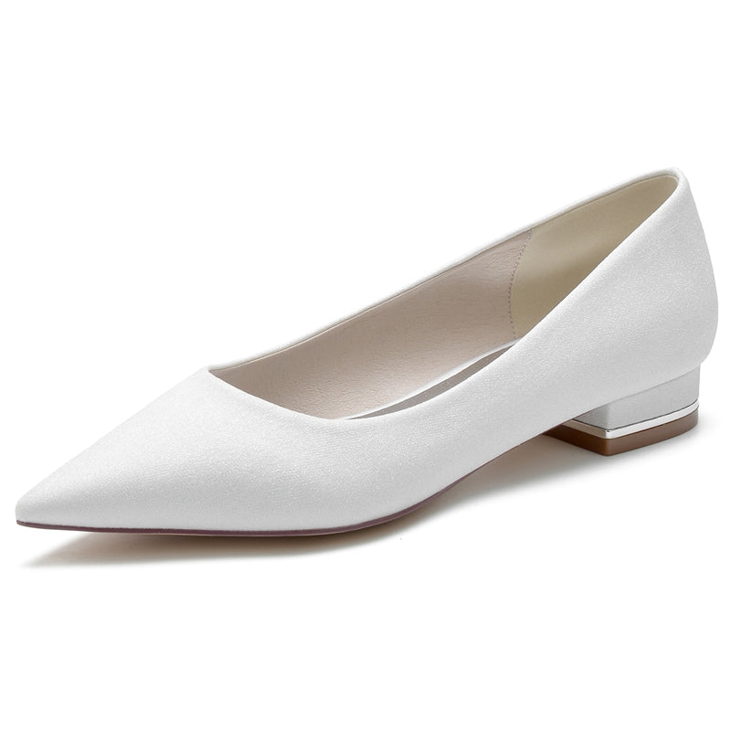 Bridal Shoes for Women: Simple Sparkling Pointed Toe with Flat Heel