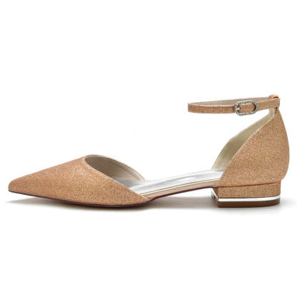 Bridal Shoes for Women with Minimalist Pointed Toe and Mini Crystal Buckle