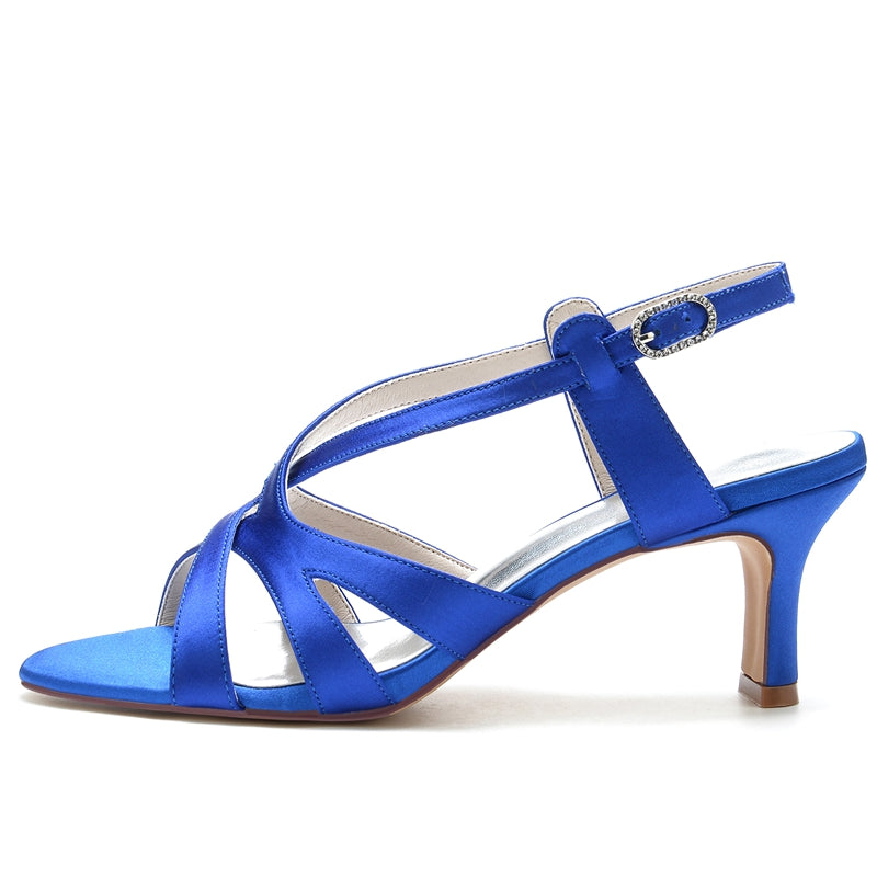 Elegant Open-Toe Bridal Shoes for Women with Crossed Buckle Straps