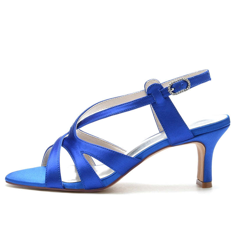 Elegant Open-Toe Bridal Shoes for Women with Crossed Buckle Straps