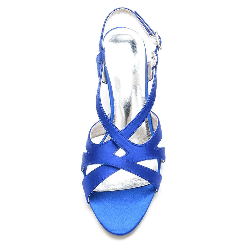 Elegant Open-Toe Bridal Shoes for Women with Crossed Buckle Straps