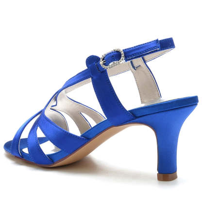 Elegant Open-Toe Bridal Shoes for Women with Crossed Buckle Straps