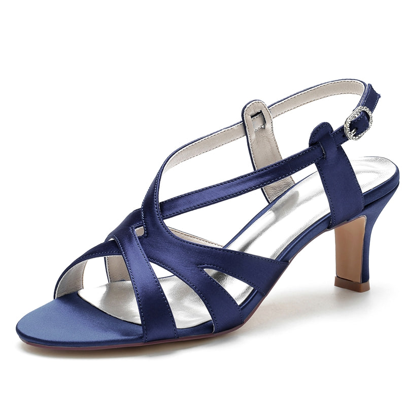 Elegant Open-Toe Bridal Shoes for Women with Crossed Buckle Straps