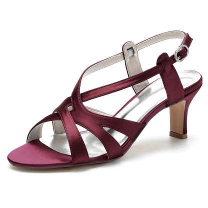 Elegant Open-Toe Bridal Shoes for Women with Crossed Buckle Straps
