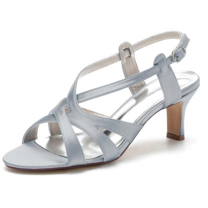 Elegant Open-Toe Bridal Shoes for Women with Crossed Buckle Straps