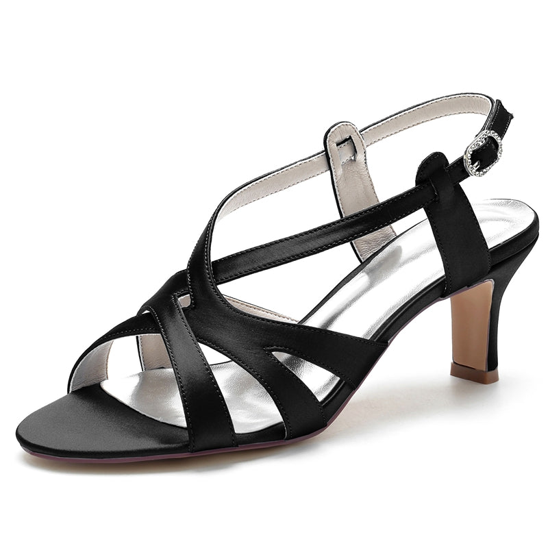 Elegant Open-Toe Bridal Shoes for Women with Crossed Buckle Straps