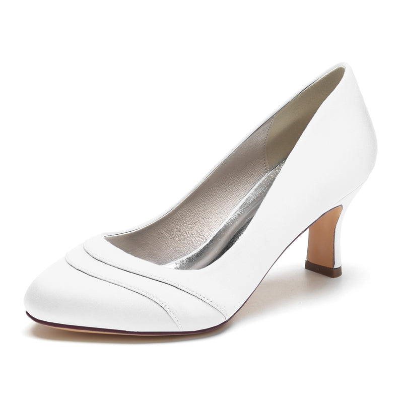 Bridal Shoes for Women with Closed Toe and Mid Heel in Wave Design