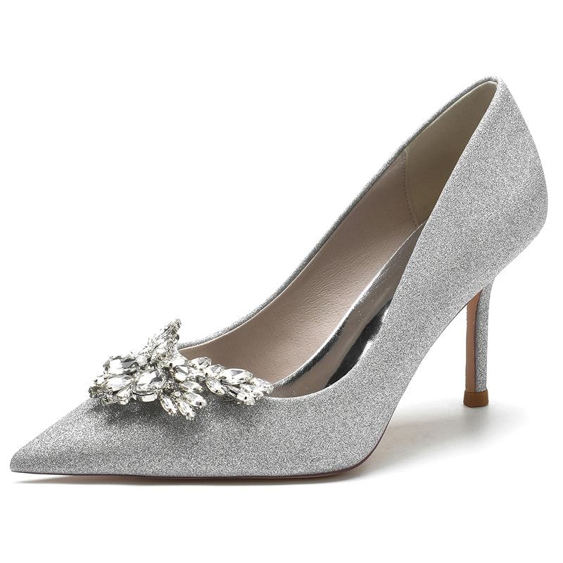 Elegant White Bridal Heels with Rhinestones for Women