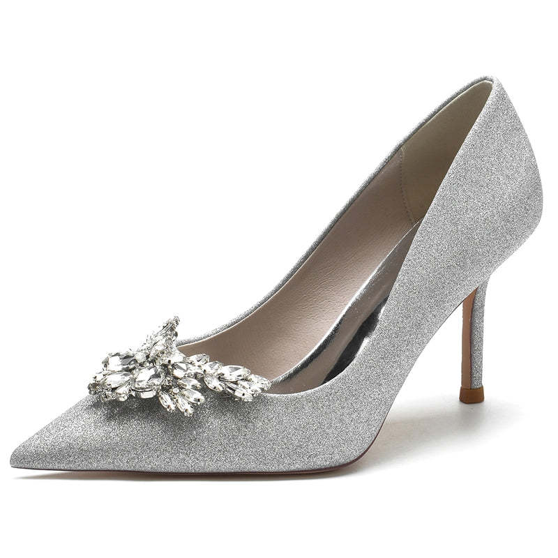 Elegant White Bridal Heels with Rhinestones for Women