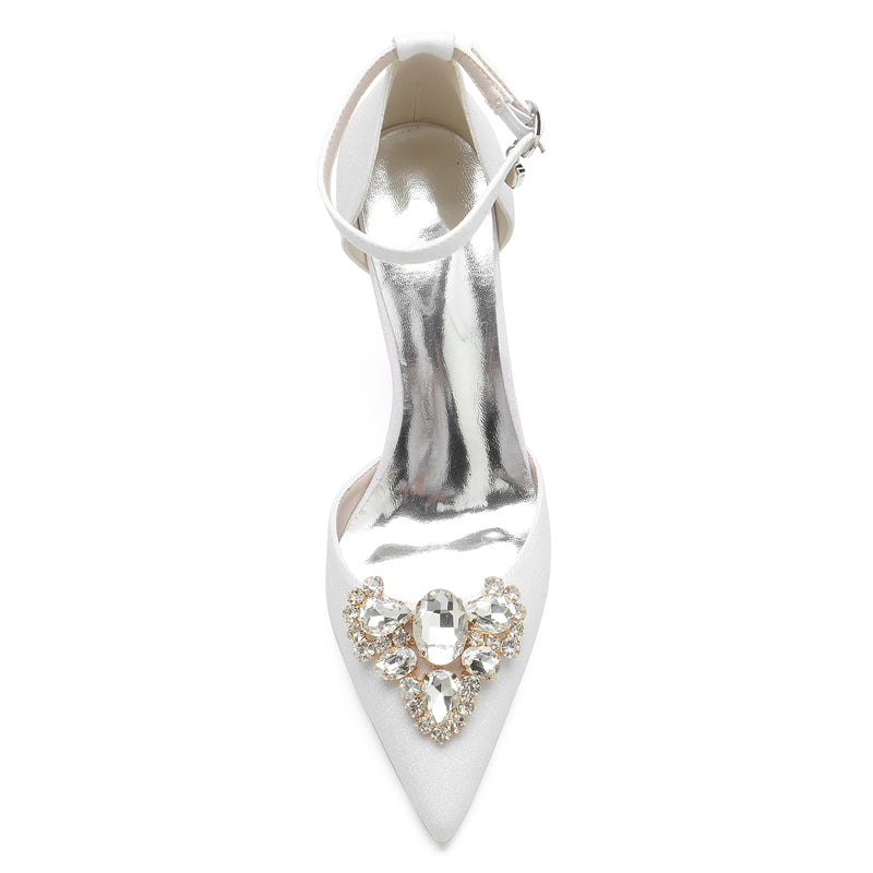 Elegant Bridal Shoes for Women with Rhinestone Accents and Pointed Toe