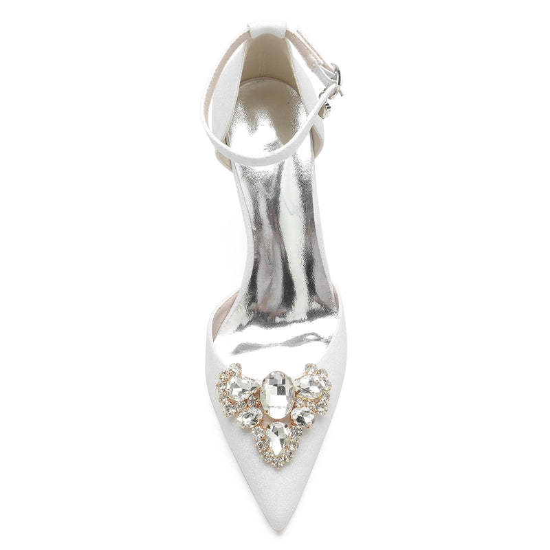Elegant Bridal Shoes for Women with Rhinestone Accents and Pointed Toe