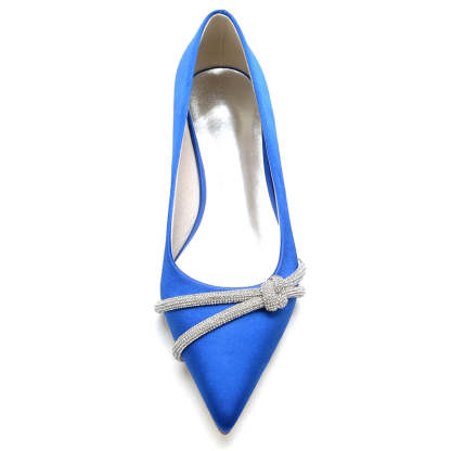 Bridal Shoes for Women with Pointed Toe and Low Heel Adorned with Mini Beadings