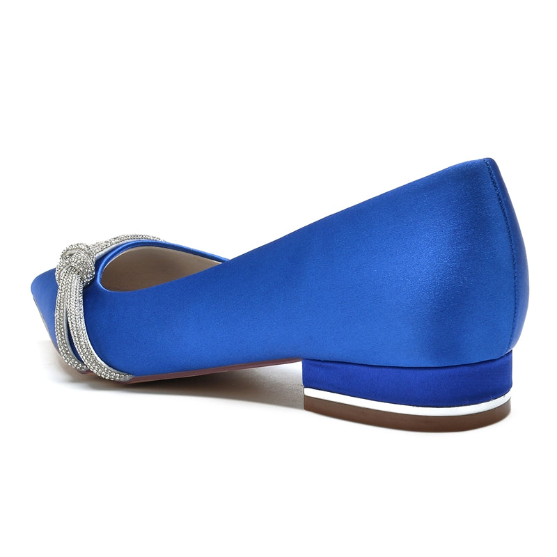 Bridal Shoes for Women with Pointed Toe and Low Heel Adorned with Mini Beadings