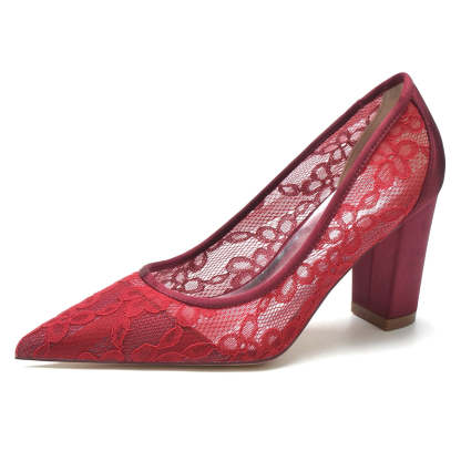 Elegant White Bridal Shoes for Women with Pointed Toe and Block Heel