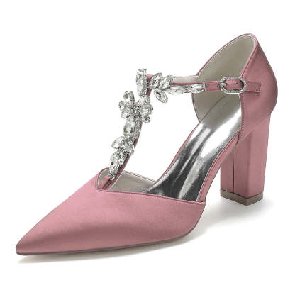 Bridal Shoes for Women with Stylish Rhinestone Strap and Pointed Toe High Heel