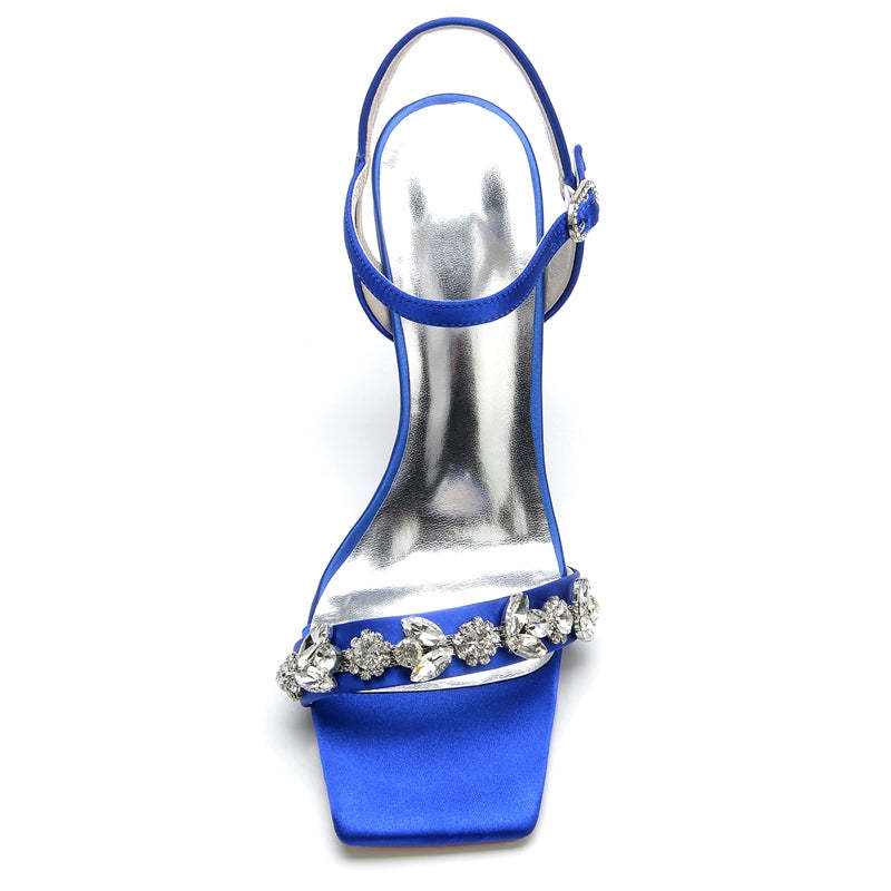 Bridal Peep Toe High Heels with Rhinestone Ankle Straps for Women