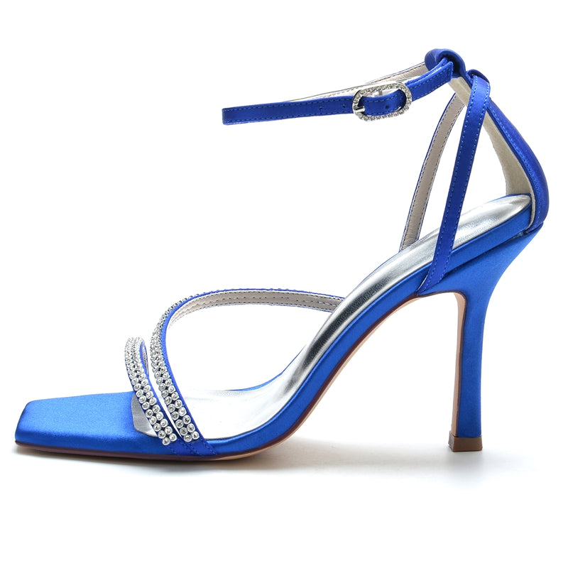 Bridal High Heel Peep Toe Shoes for Women with Crystal Buckle Straps