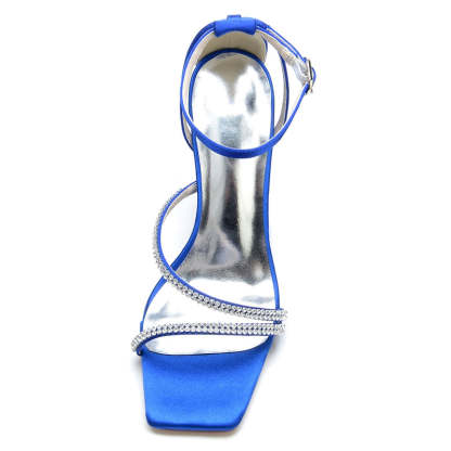 Bridal High Heel Peep Toe Shoes for Women with Crystal Buckle Straps