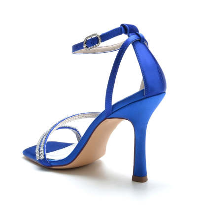 Bridal High Heel Peep Toe Shoes for Women with Crystal Buckle Straps