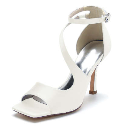 Elegant Chic Dark Blue Opened Toe High Heel Bridal Shoes with Buckle for Women