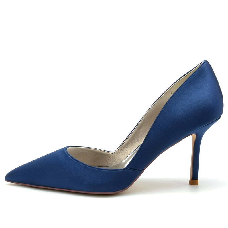 Bridal Silk Satin High Heel Wedding Shoes for Women with Pointed Toe