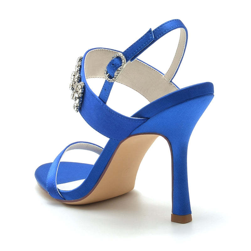 Bridal Shoes for Women with Peep Toe and Rhinestone Chain Luxury Buckle