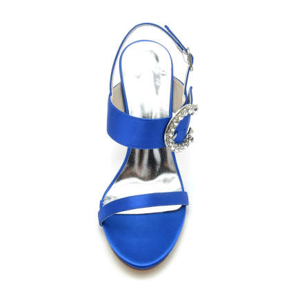 Black Peep Toe Stiletto Heel Wedding Shoes for Women with Rhinestone Accents