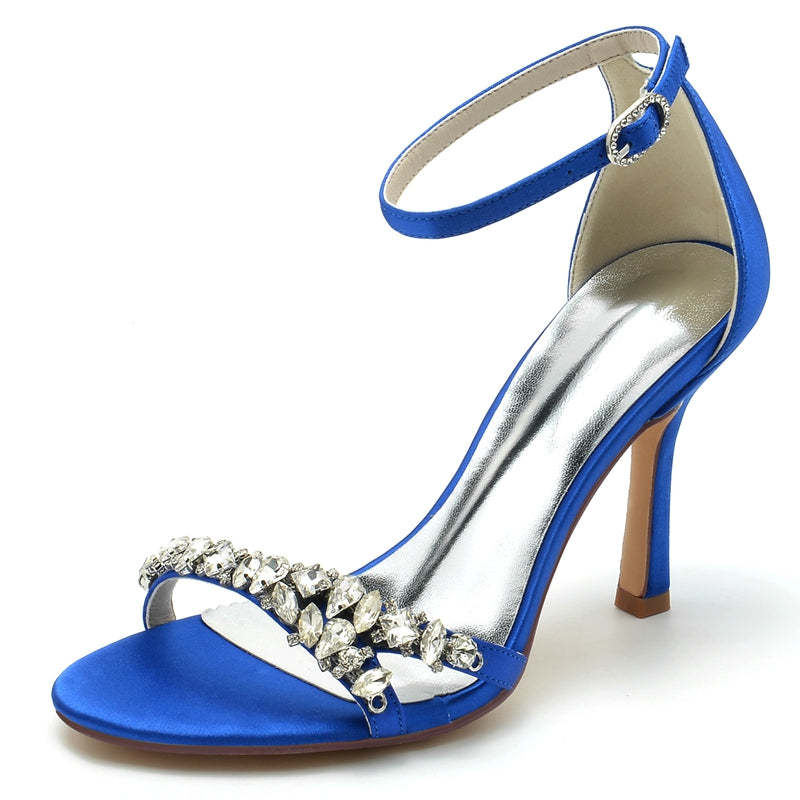Open-Toe Ankle Strap Bridal Shoes for Women with Imitation Rhinestone